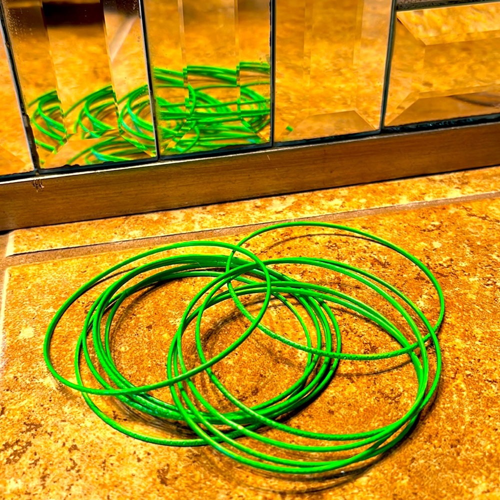 NWOT Set of 12 Green Bracelets